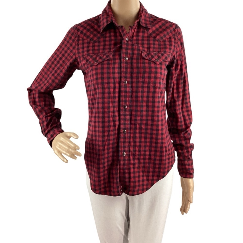 Ralph Lauren Sport Western Snap Shirt Red Black Plaid Size 4